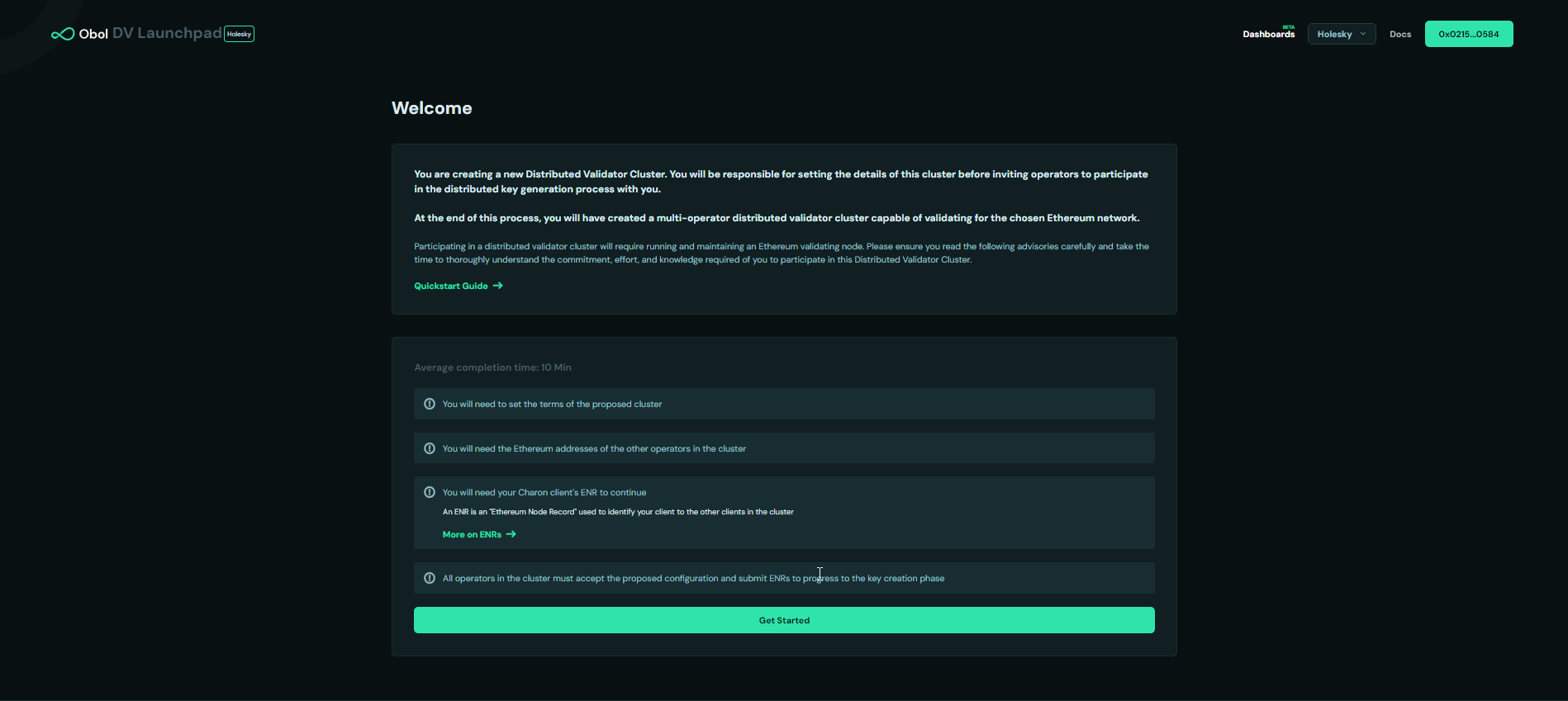 Screenshot: Then click Get Started.