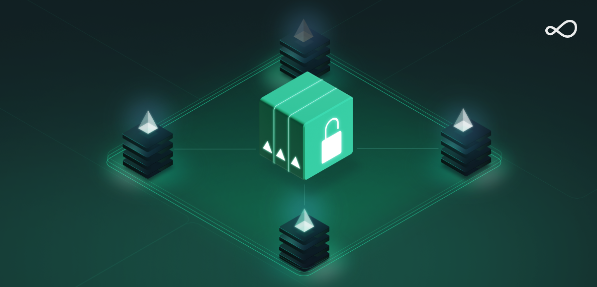 Diagram of a validator private key split into key shares distributed across operators.